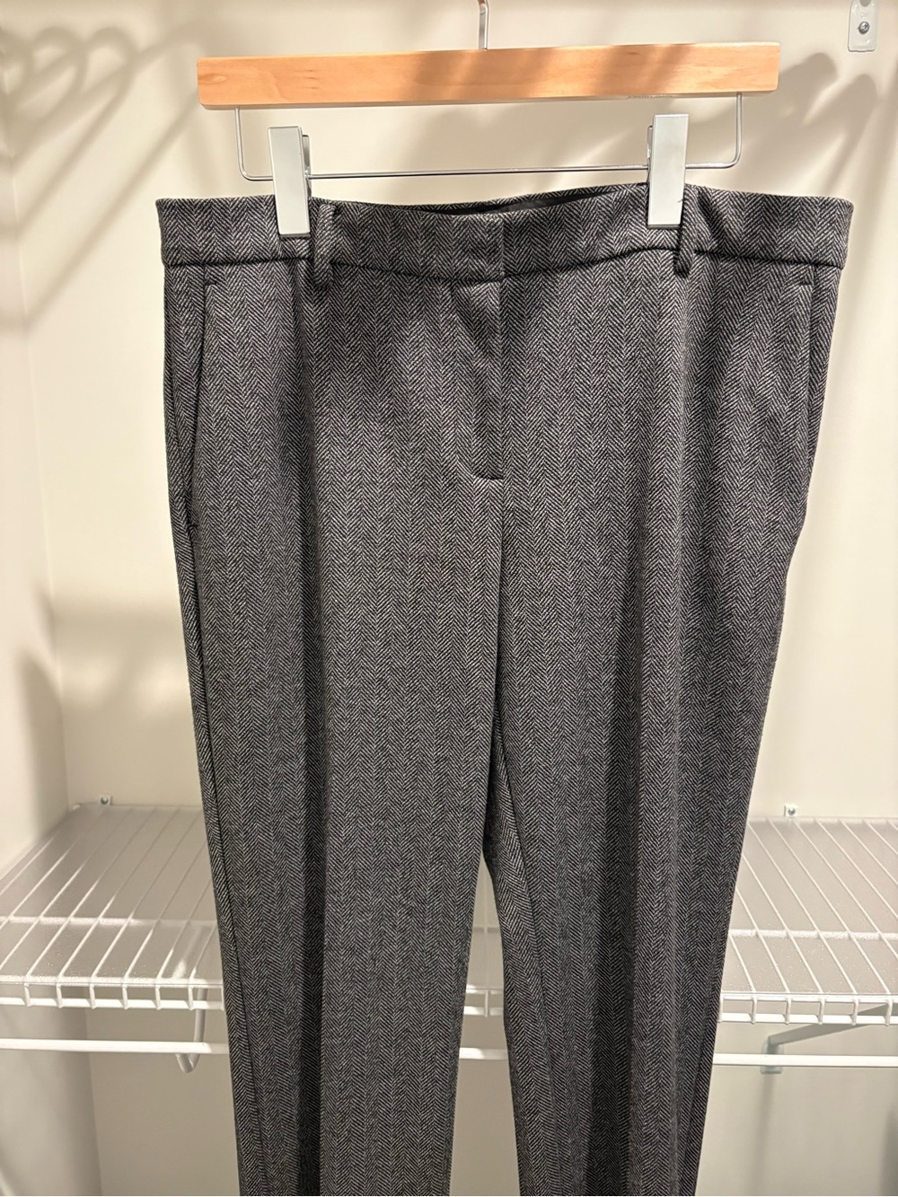 Ann Taylor Gray Herringbone Dress Pants